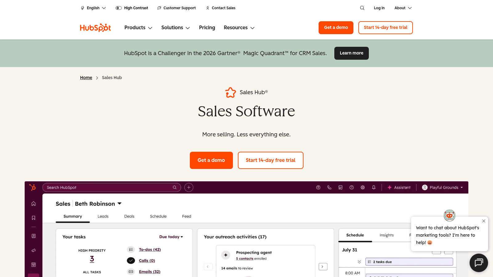 HubSpot Sales Hub as one of the best sales email software