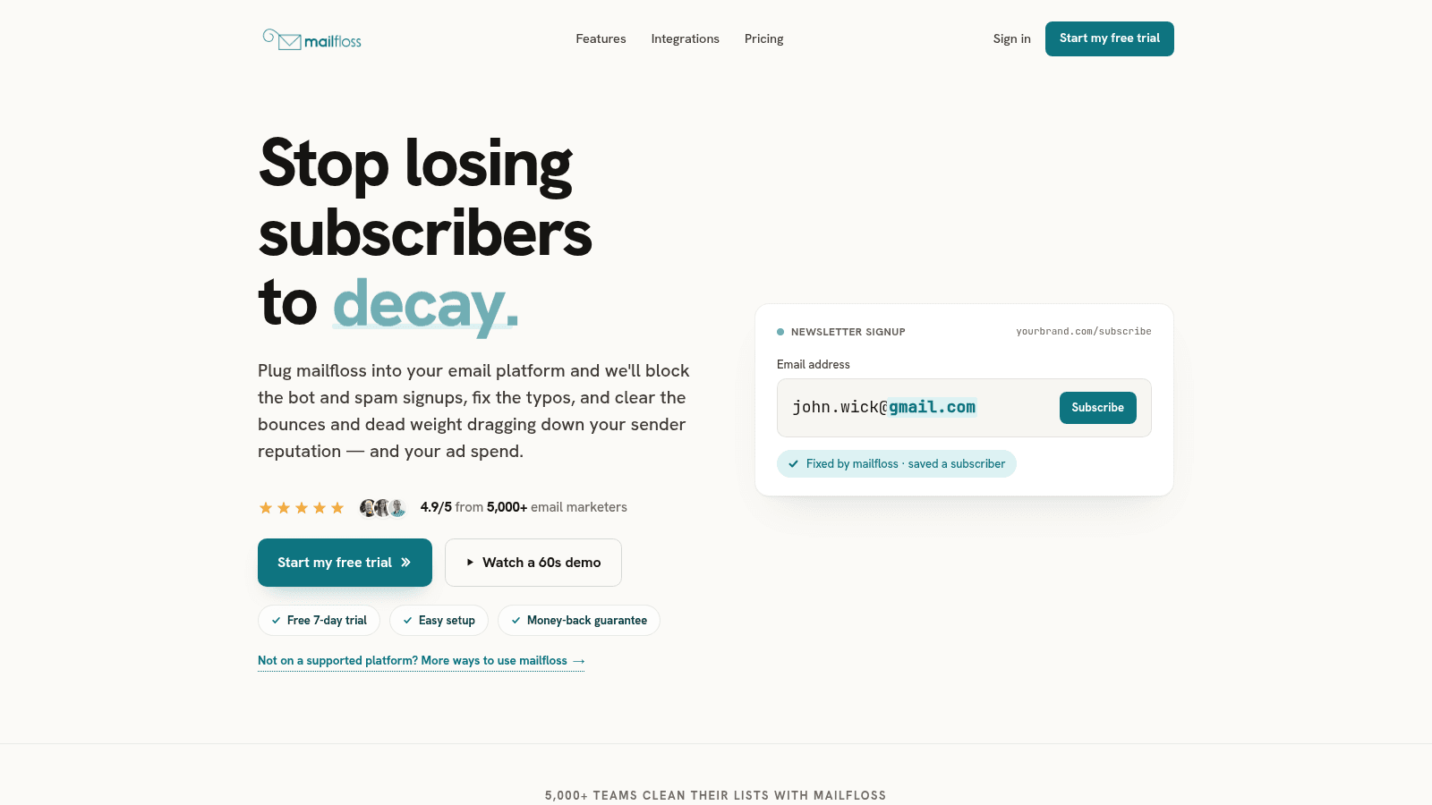 Mailfloss as a top email validation tool