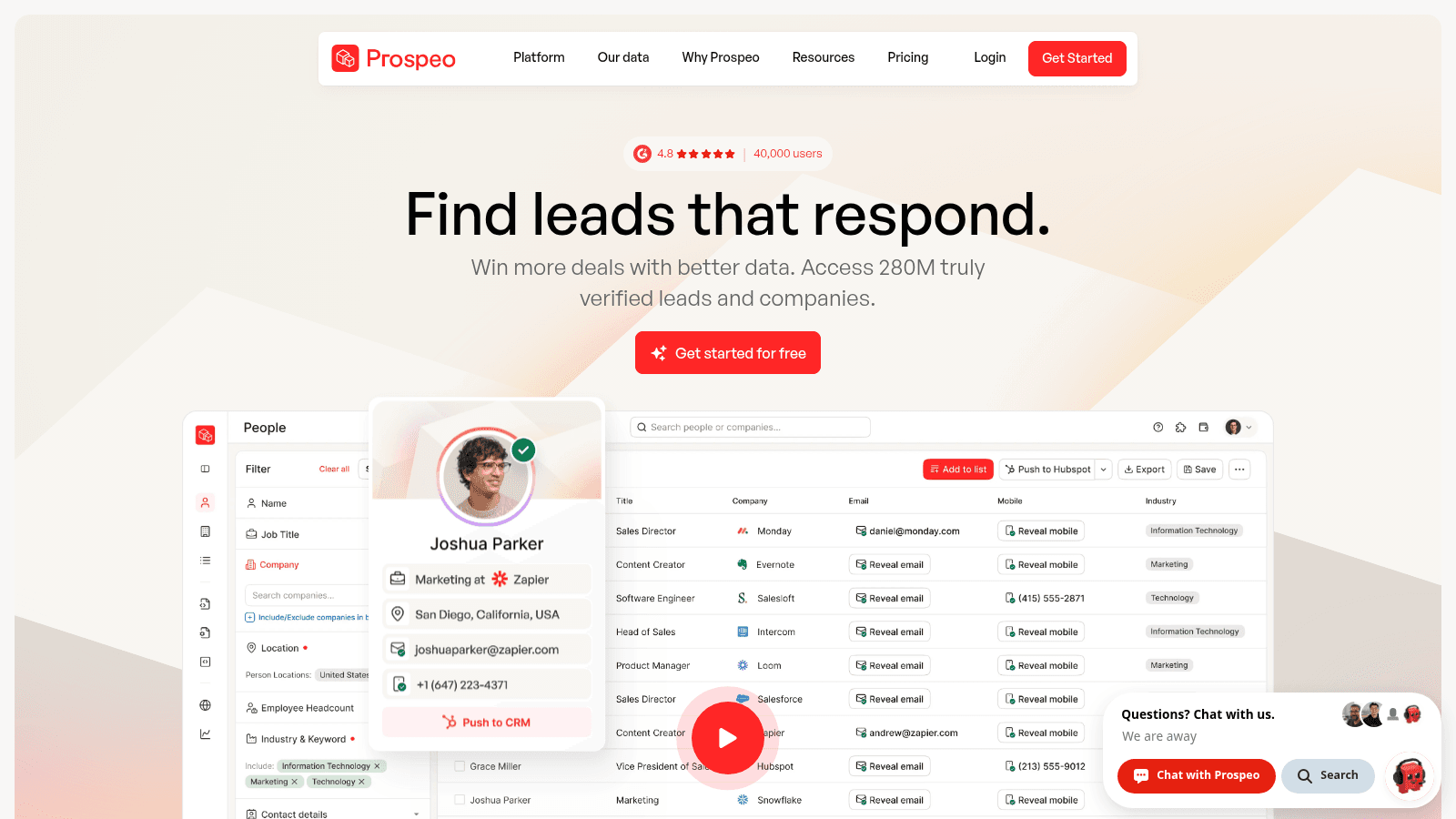 Prospeo as a top email finding tool